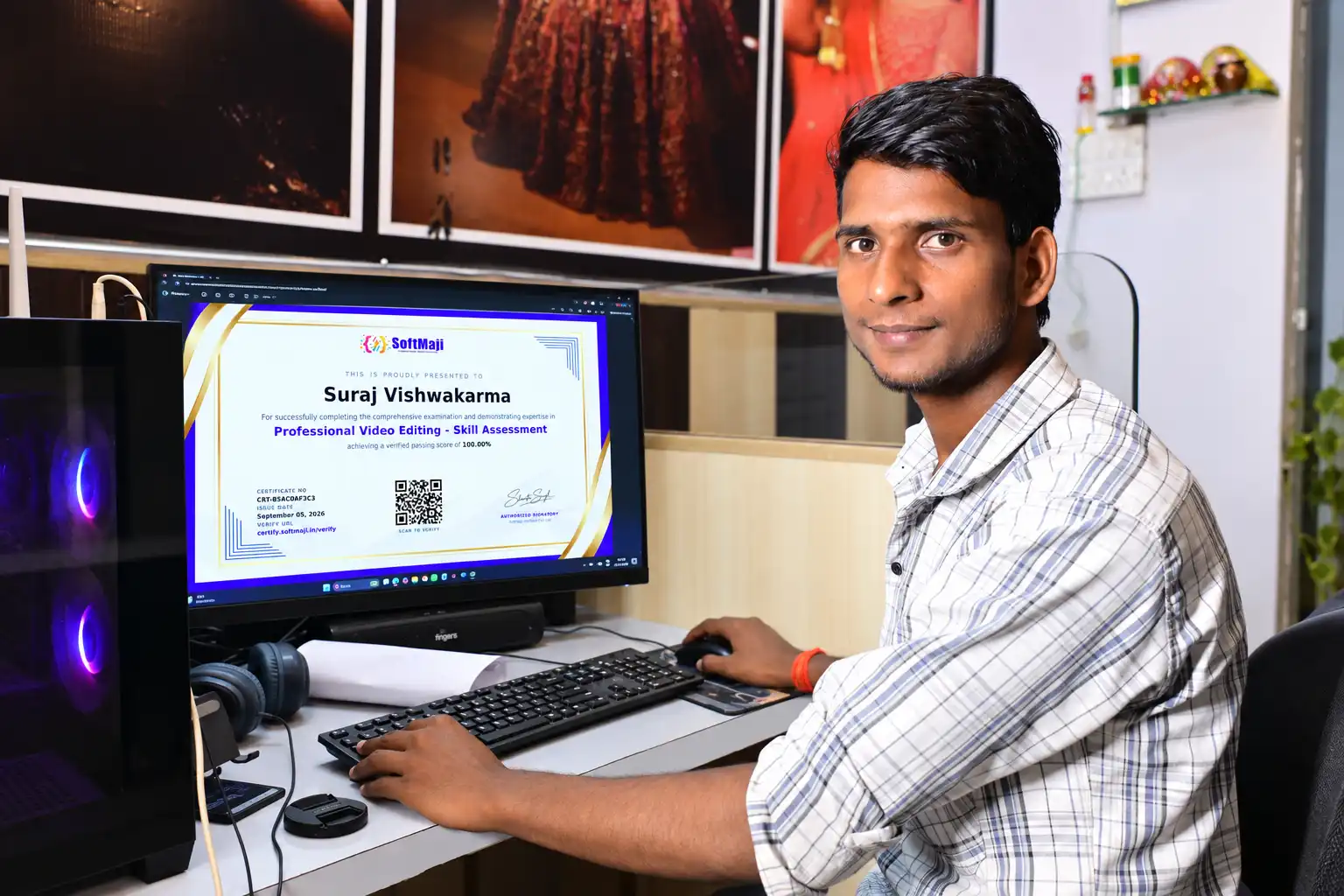 Professional completing an online skill assessment